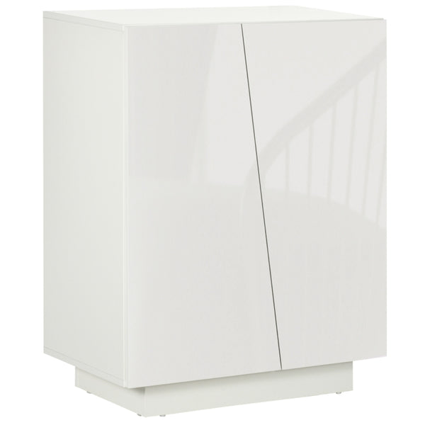 White High Gloss Freestanding Storage Cabinet with Adjustable Shelves