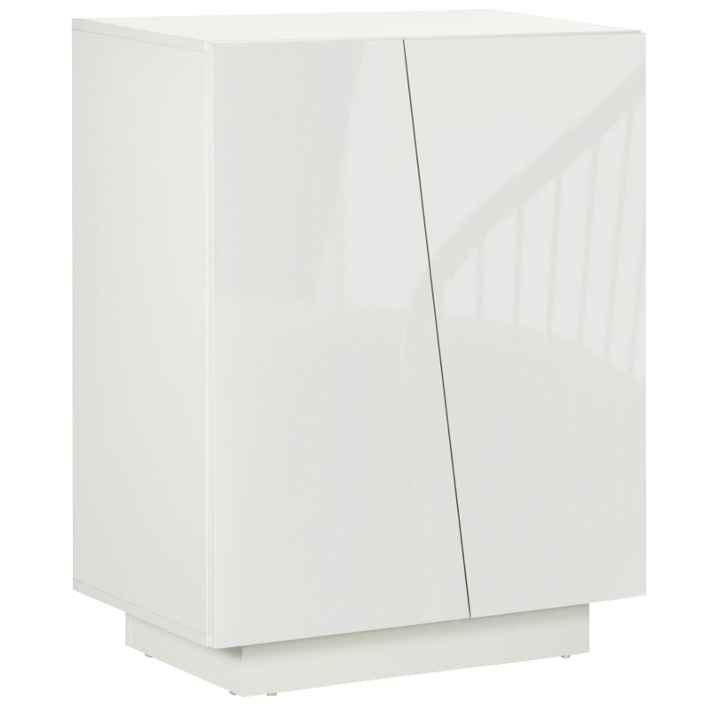 White High Gloss Freestanding Storage Cabinet with Adjustable Shelves