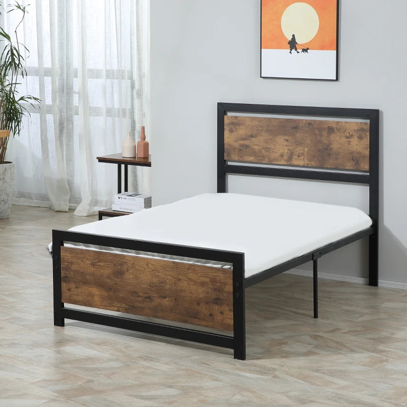 Black Metal Single Bed Frame with Storage Space