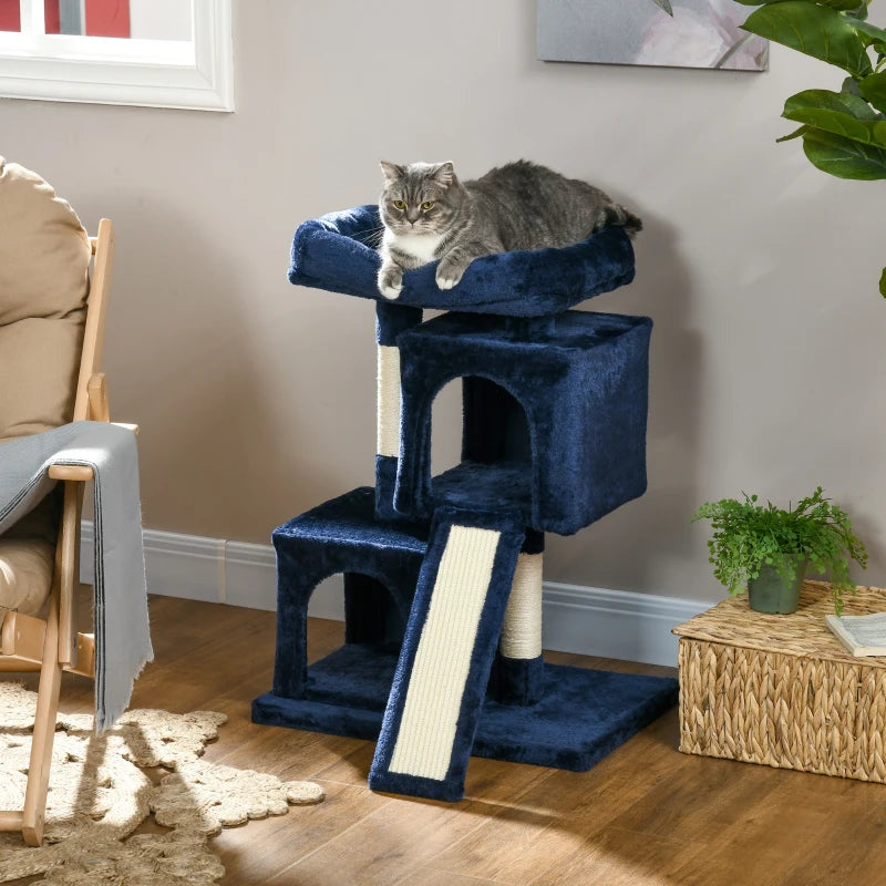 Navy Blue Cat Activity Tree with 2 Houses