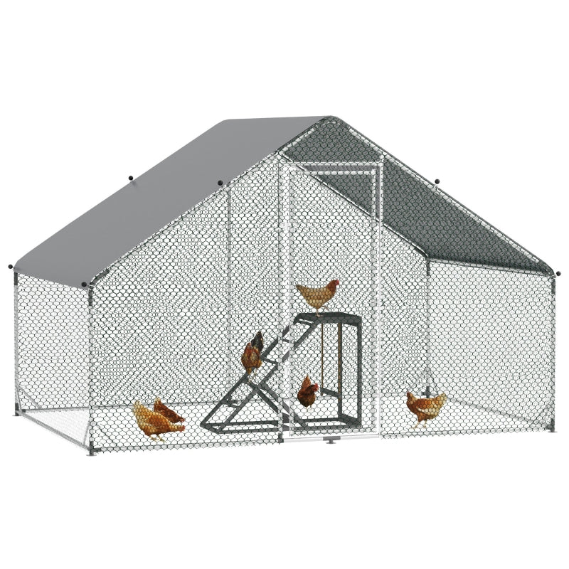 Chicken Run with Activity Shelf and Cover, 3x2x2m, Green