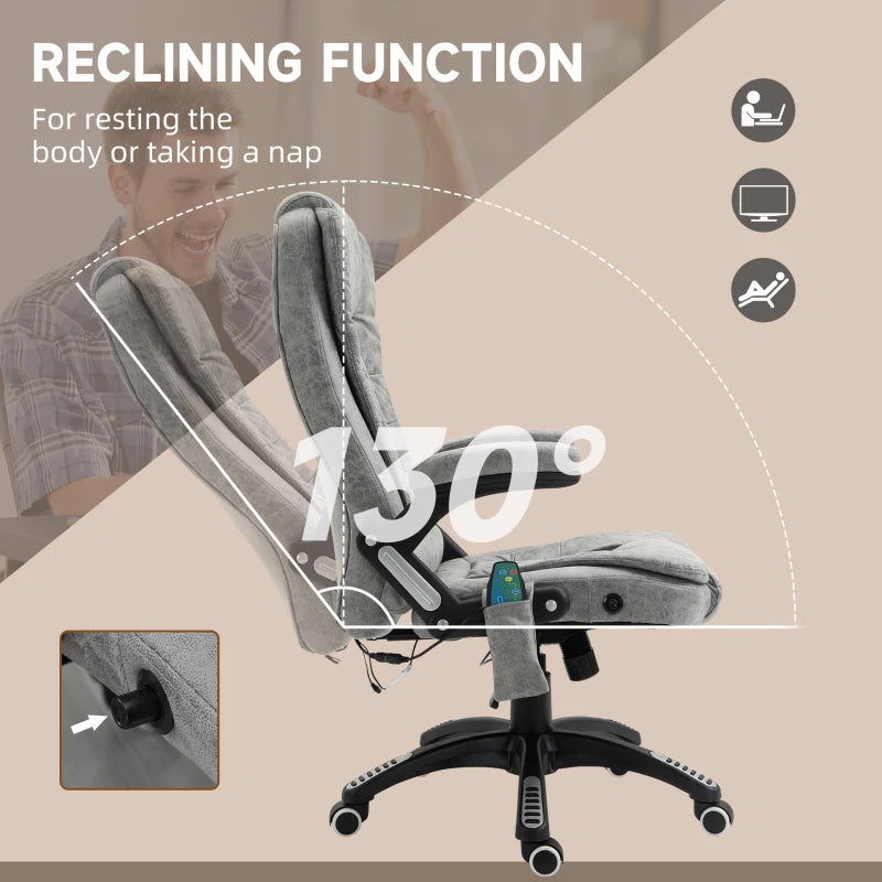 Grey Heated Massage Recliner Chair with 6 Massage Points