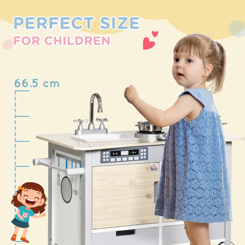 Wooden Kids Toy Kitchen Playset - White Pretend Cooking Set