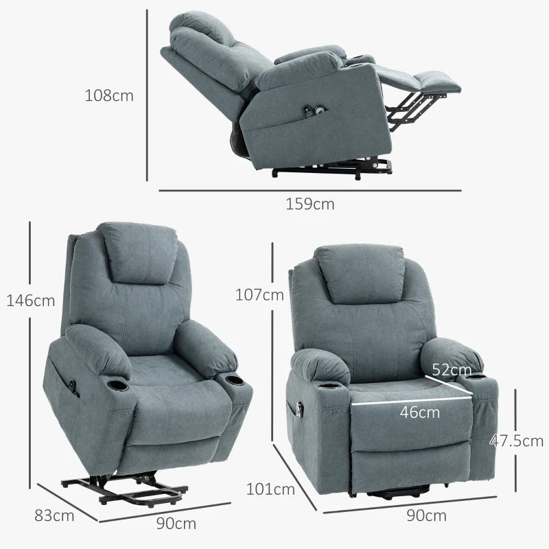 Grey Massage Recliner Chair with Heat Function