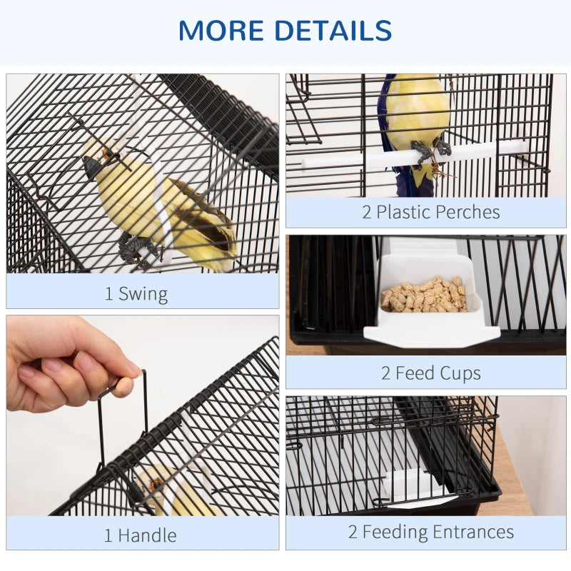 Metal Bird Cage for Finch and Canary - Blue, 39 x 33 x 47cm