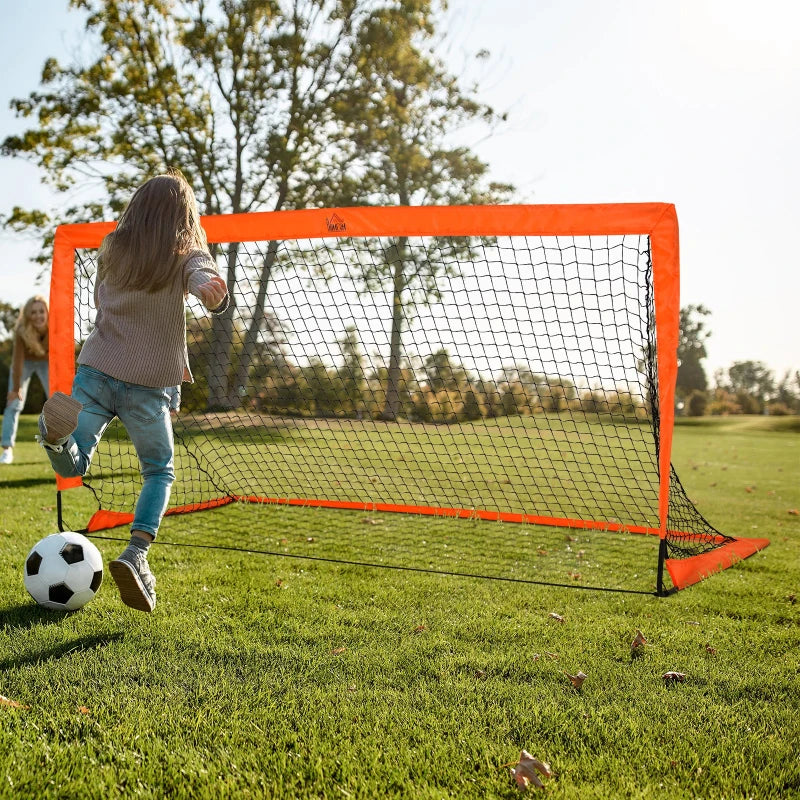 Orange Foldable 6x3 ft Soccer Goal Net Set - 2 Pack