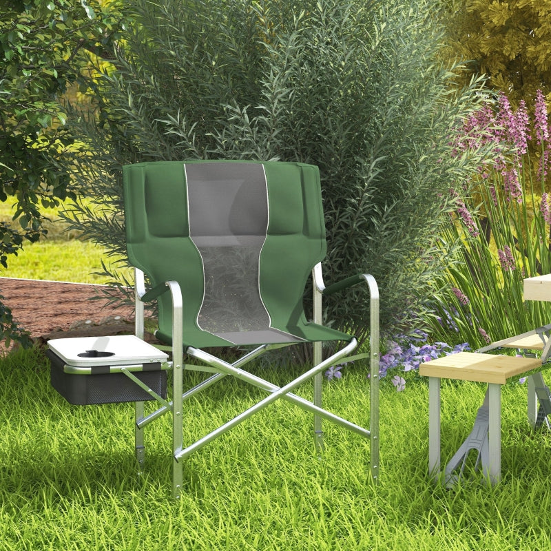 Green Folding Camping Chair with Cooler Bag Table