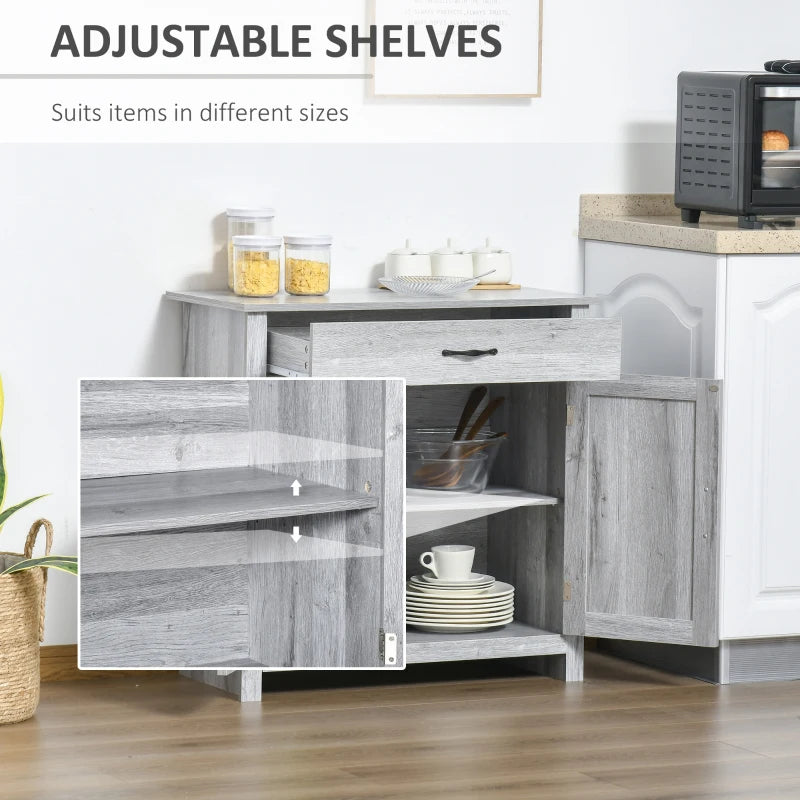 Grey Farmhouse Sideboard Storage Cabinet for Living Room