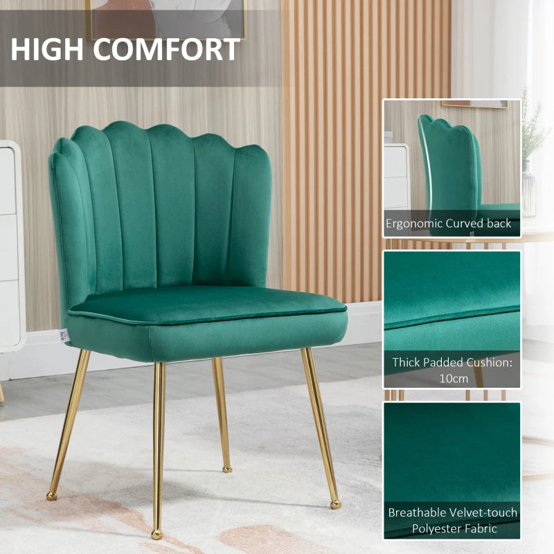 Green Velvet Accent Chair with Gold Metal Legs