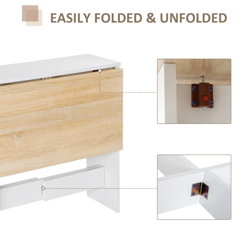 Oak and White Folding Desk - Space Saving Home Office Furniture