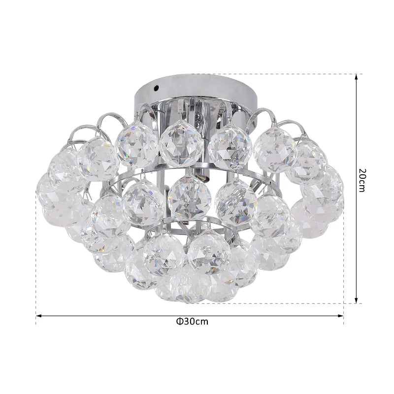 Silver Crystal Droplets Ceiling Light 30x30cm