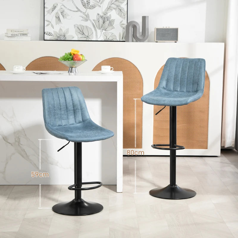 Blue Retro Tub Bar Stools Set of 2