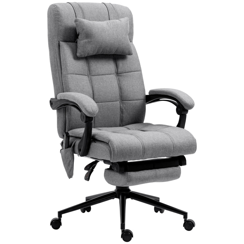 Grey Fabric Vibration Massage Office Chair with Heat & Footrest