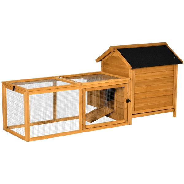 Yellow Wooden Chicken Coop with Run and Nesting Box - 180 x 92 x 78 cm