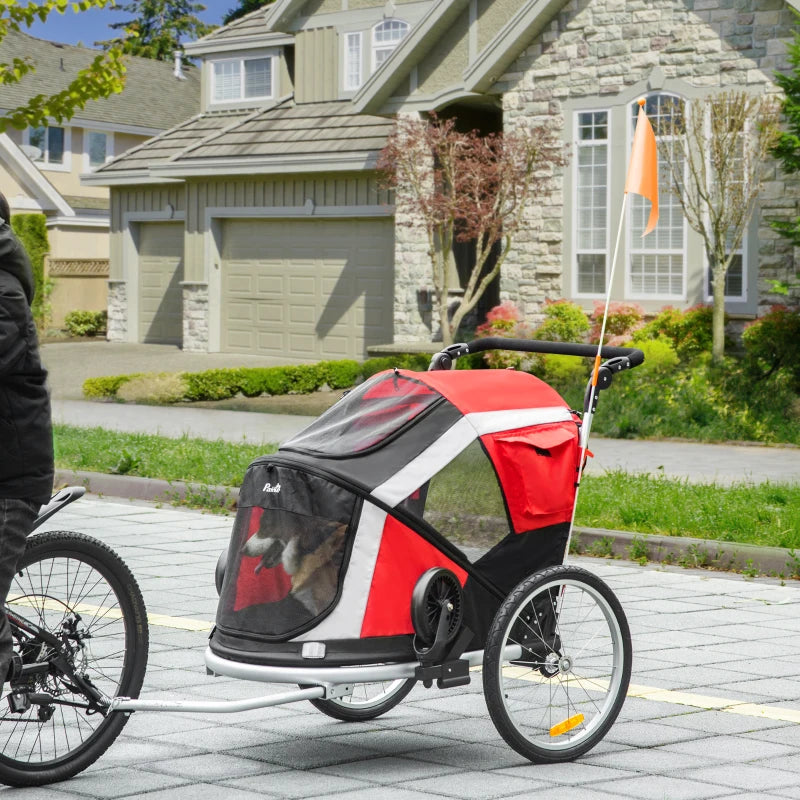 Red Dog Bike Trailer & Stroller Combo for Large Pets