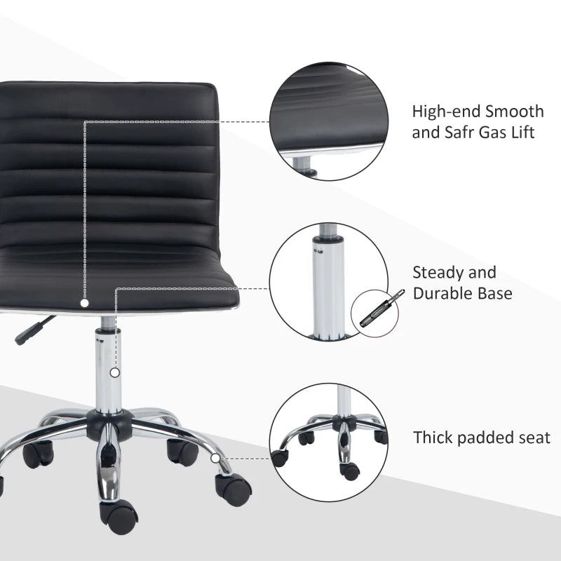 Black Mid-Back Swivel Office Chair with Armless Design