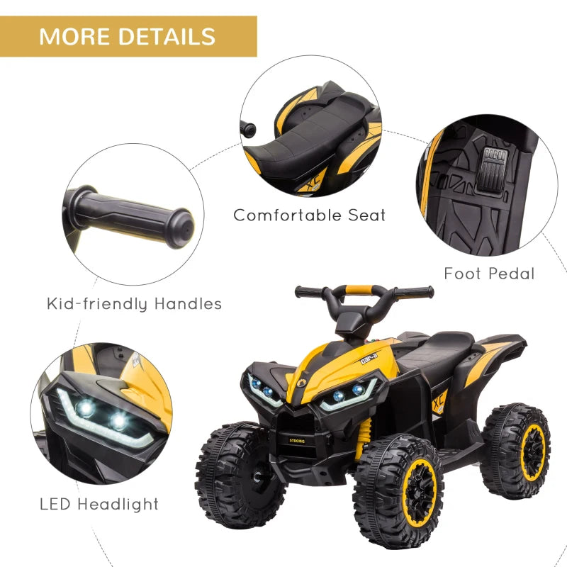 Yellow Kids Ride-On Quad Bike with Music and Horn - Ages 3+