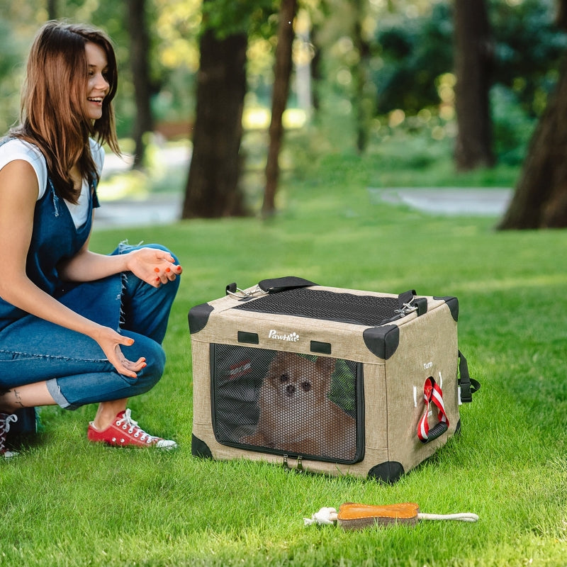 Foldable Pet Carrier with Cushion for XS Pets - Gray