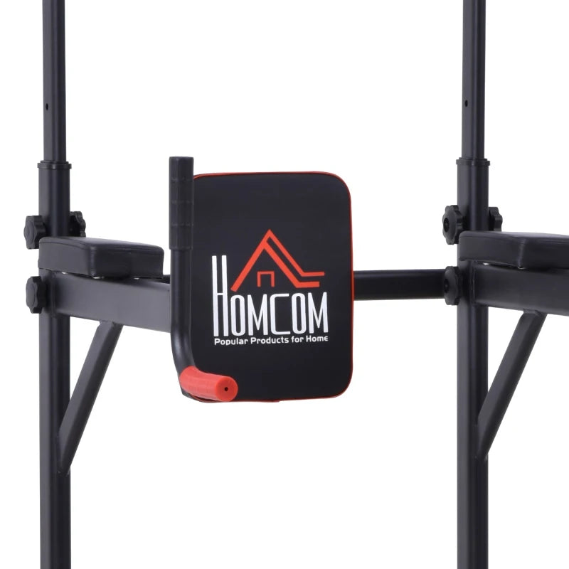 Black Power Tower with Dip Stand and Pull Up Bar - Home Gym Equipment