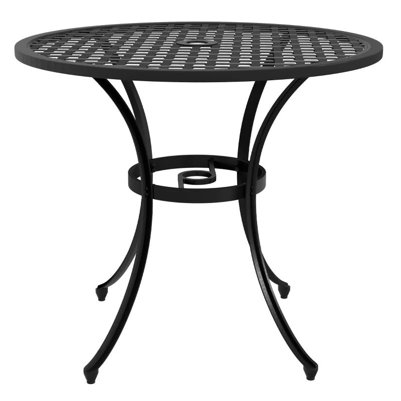 Round Aluminium Outdoor Table with Parasol Hole - Grey