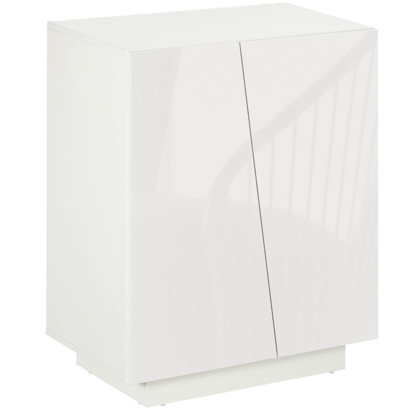 White High Gloss Freestanding Storage Cabinet with Adjustable Shelves