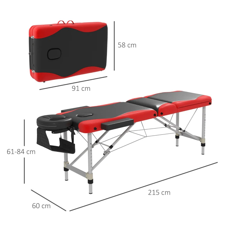 Black and Red Foldable Massage Table for Salon and Spa