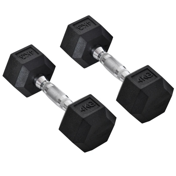 Black 2x4kg Hex Dumbbell Set for Home Gym Fitness