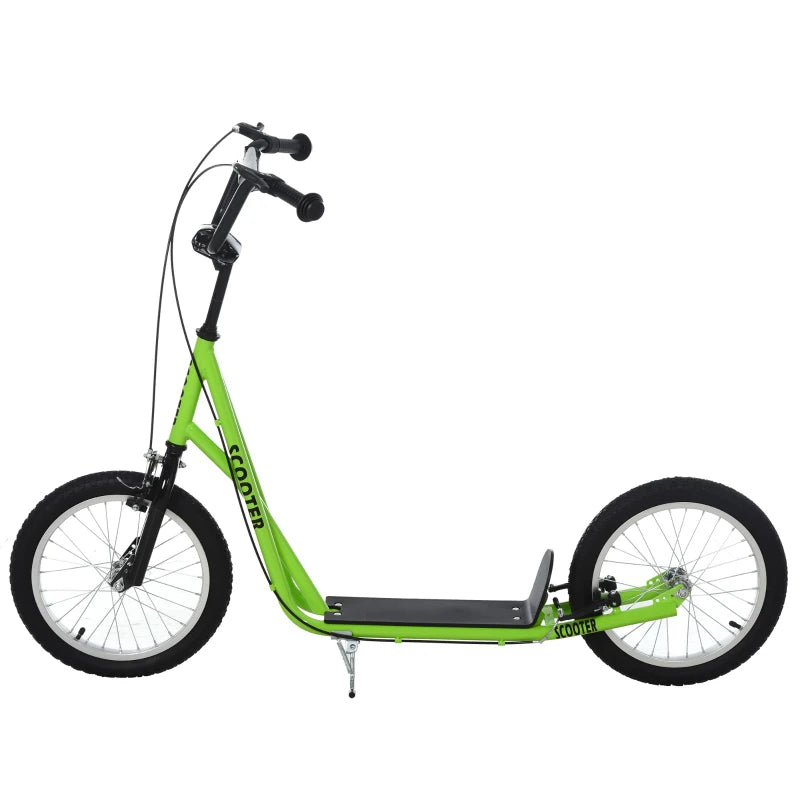 Green Kids Kick Scooter with Adjustable Height and Dual Brakes