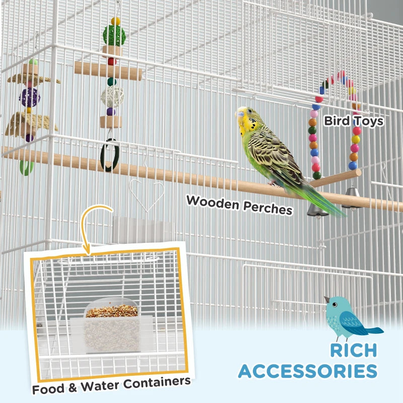 White Bird Cage Set for Canaries & Finches