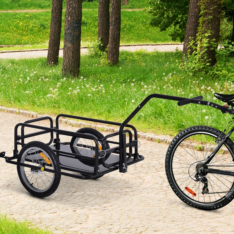 Black Bike Cargo Trailer with Hitch for Cycling and Camping