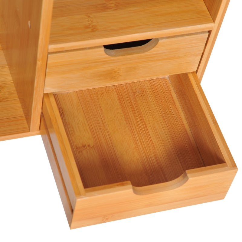 Bamboo Desktop Organizer with Drawers and Compartments