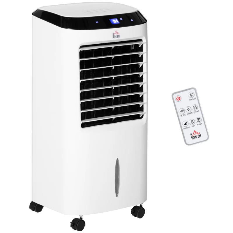 White Portable Evaporative Air Cooler with Anion Ice Cooling and Humidifier