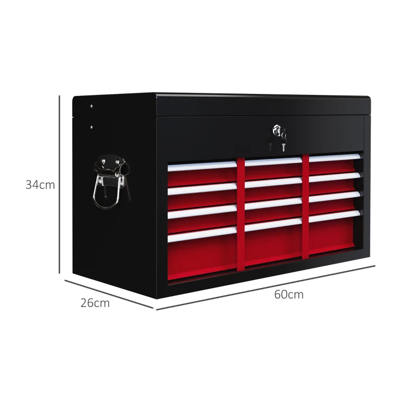 Red Steel 6-Drawer Tool Storage Chest with Lock and Keys