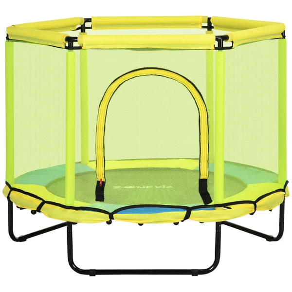 Yellow Kids Trampoline with Safety Net - 140cm, Ages 1-6