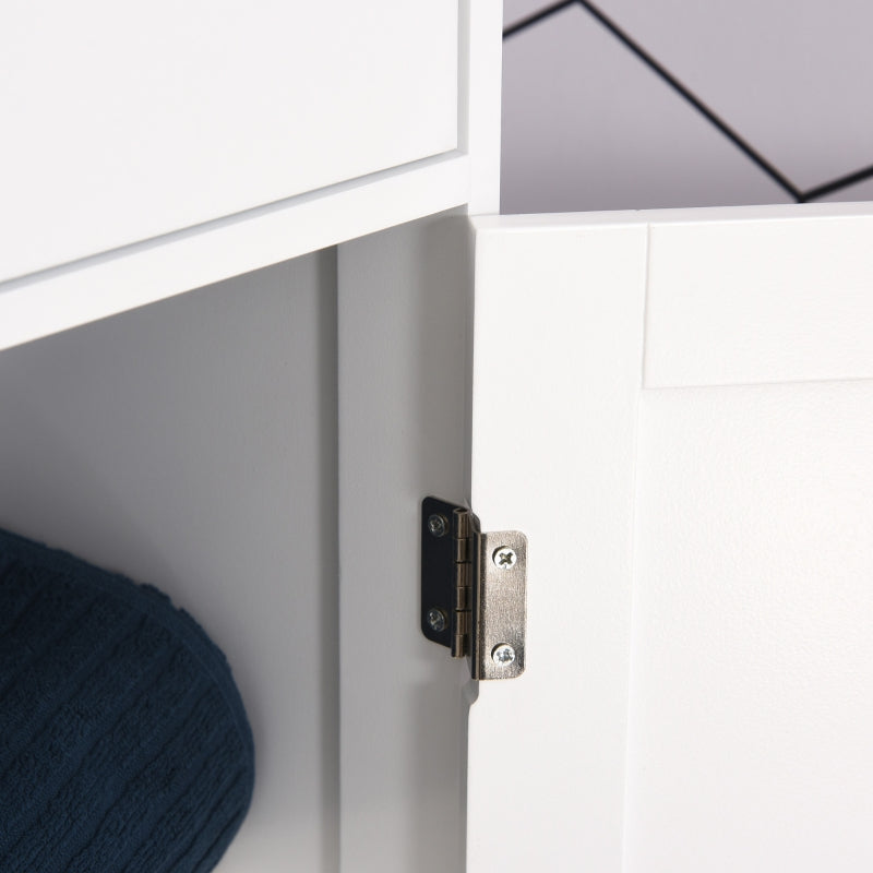 White Bathroom Storage Cabinet with 3-Tier Shelf Drawer