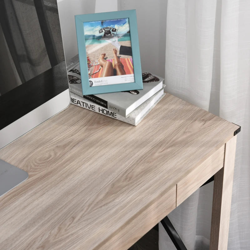 Modern Natural Writing Desk with Drawer - Home Office Workstation 112x51x76cm