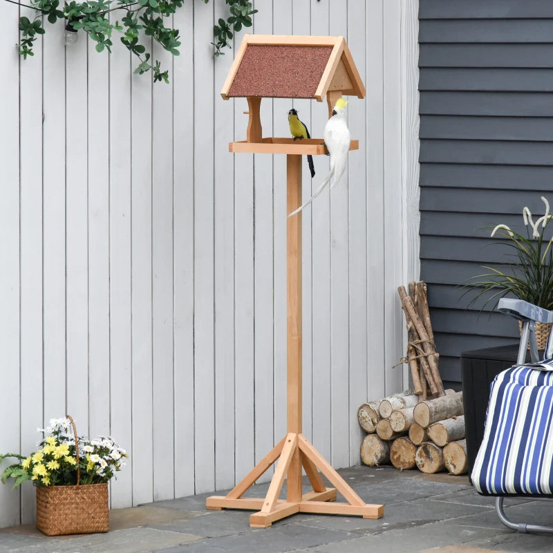 Wooden Bird Feeder Stand with Cross-shaped Support Feet - Weather Resistant