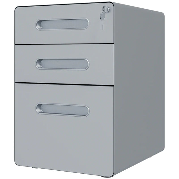 Steel 3-Drawer Rolling Filing Cabinet for A4, Letter, Legal Files - Black