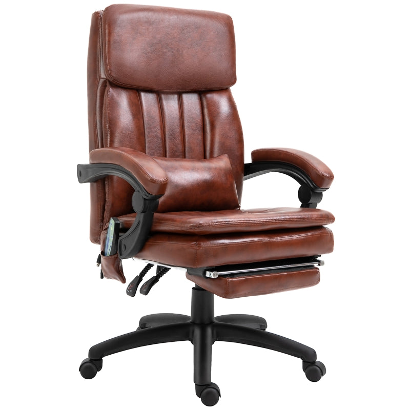 Brown High Back Gaming Recliner Chair with Footrest & Massage Points