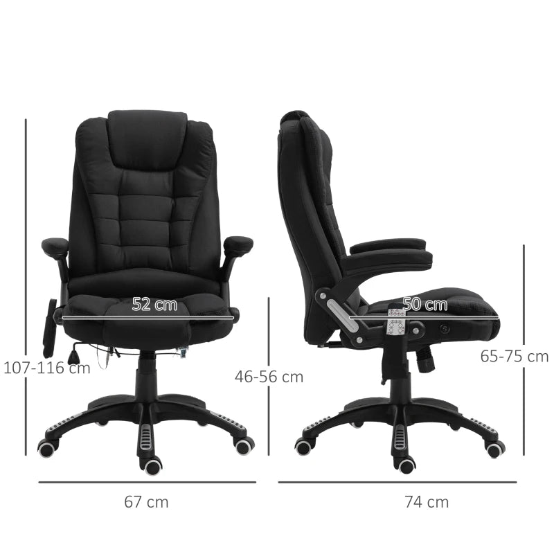 Black Heated Massage Recliner Chair with 6 Massage Points