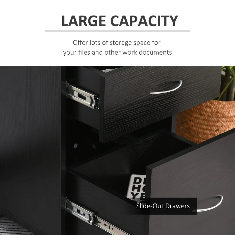 Black 2-Drawer Mobile Filing Cabinet for Home Office
