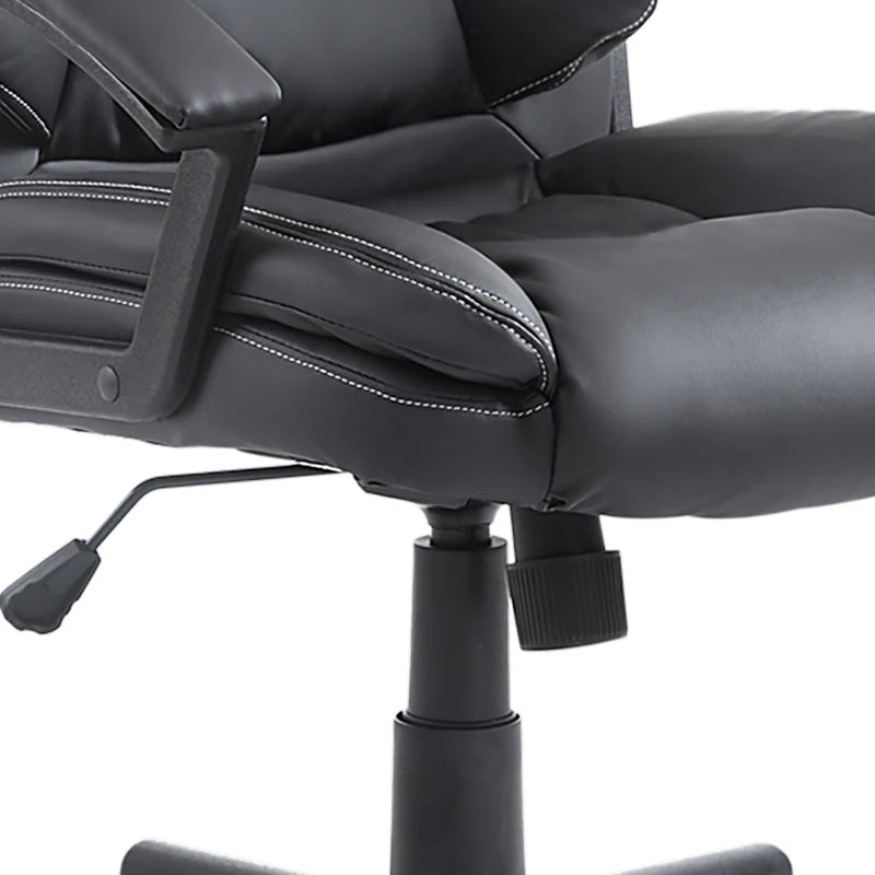 Black Faux Leather Office Chair with Adjustable Height and Swivel Wheels