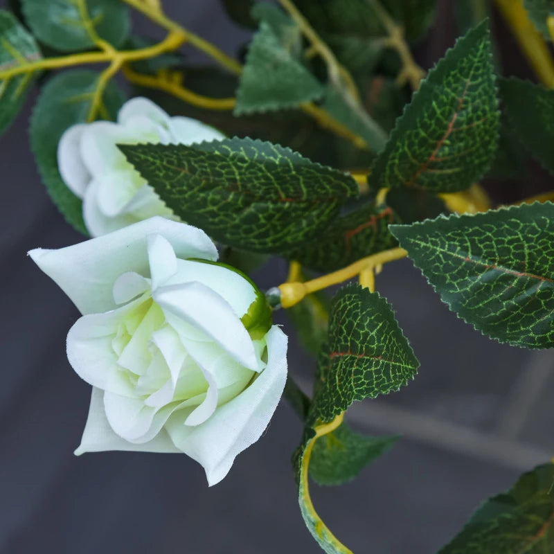 White Rose Artificial Plant in Pot - Indoor Outdoor Home Decor, 90cm