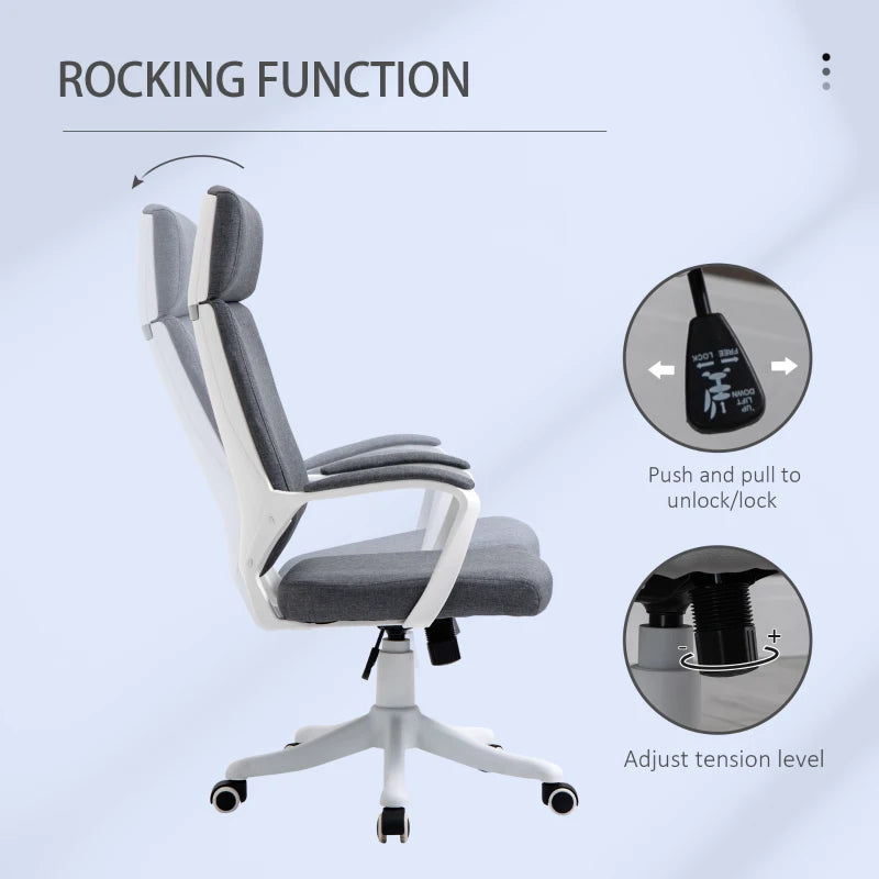 Grey Ergonomic High Back Office Chair with Headrest and Lumbar Support