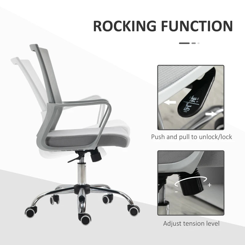 Grey Ergonomic Mesh Office Chair with Adjustable Height Armrest