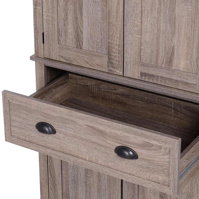 Dark Wood Grain Freestanding Kitchen Storage Cabinet, 184cm Tall