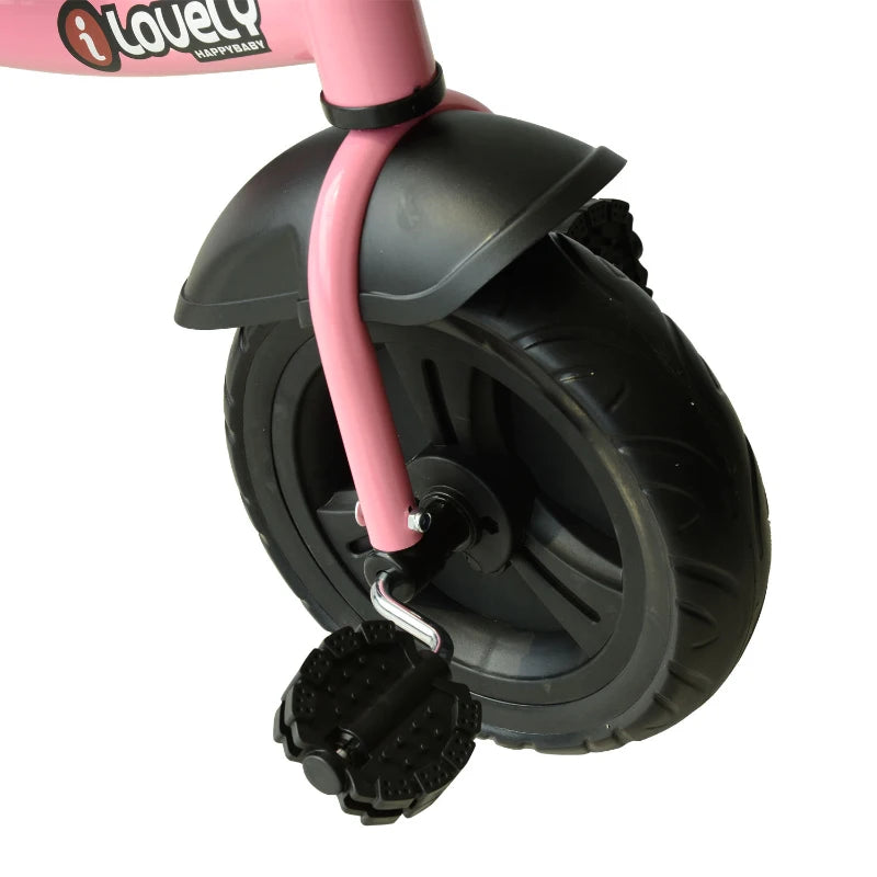 Kids Pink 3-Wheel Toddler Tricycle for Ages 1.5-4