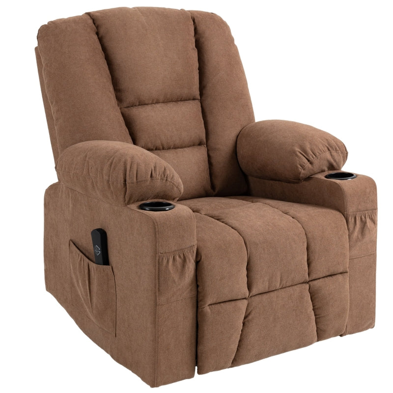 Brown Fabric Upholstered Elderly Lift Chair with Remote Control