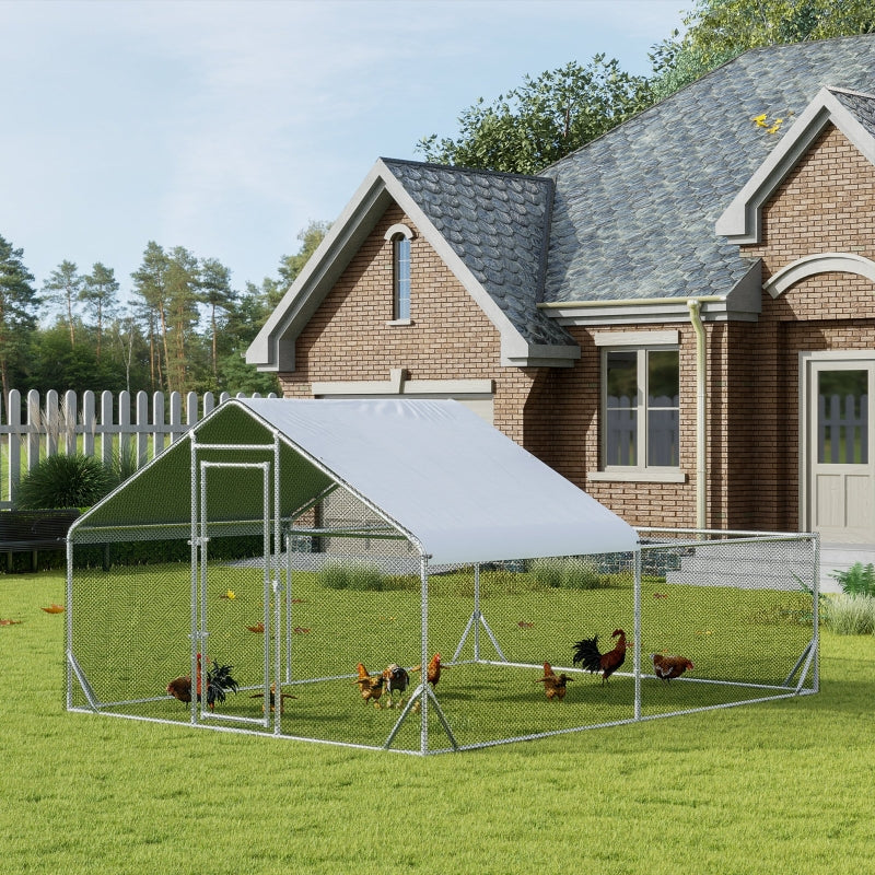 Walk-In Chicken Run with Roof, for Ducks, Chickens, Rabbits - Grey