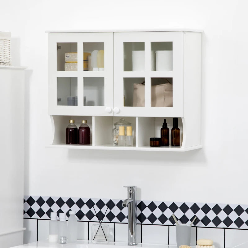 White Wall-Mounted Bathroom Medicine Cabinet with Shelves